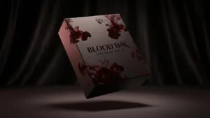 Blood ink spill overlay creating dark horror atmosphere in video scenes